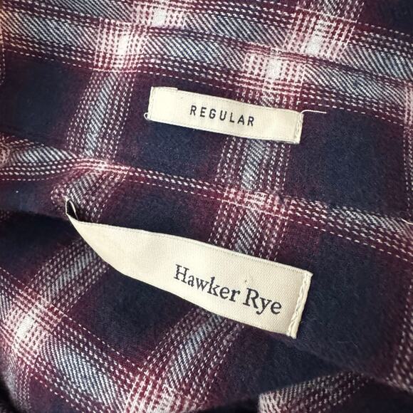 Hawker Rye Long Sleeves Button Up Flannel Shirt - Wine Plaid NWT 2XL - Picture 7 of 10